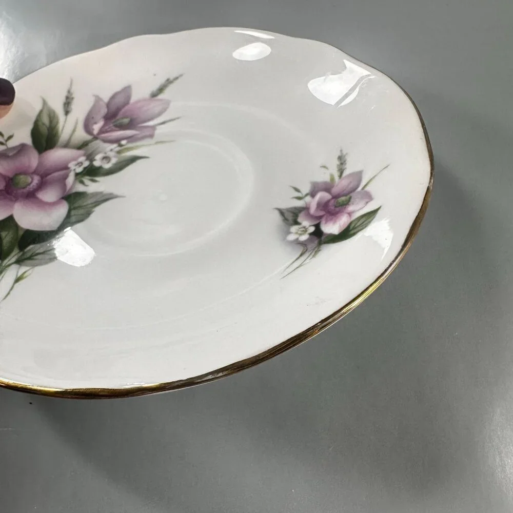 Duchess Wood Saucer Anemone Vintage Bone China Purple Floral England 405